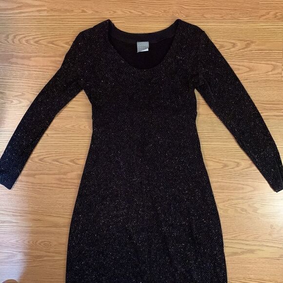 Rabbit Rabbit Designs Black Slinky Sparkly Maxi Dress Size 6 Prom Metallic - Picture 2 of 12